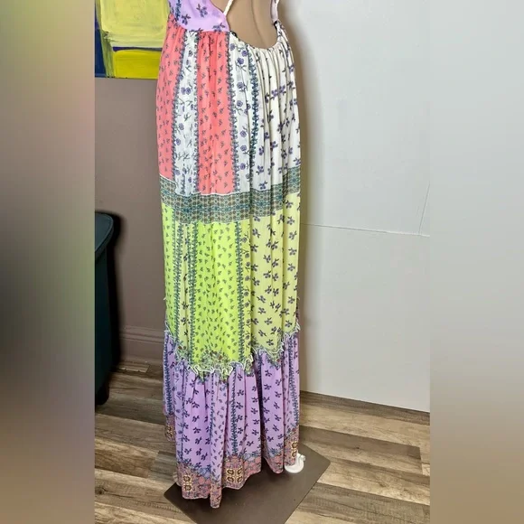Forever 21 Boho Floral Patchwork Tiered Maxi Dress - Small - Picture 8 of 16
